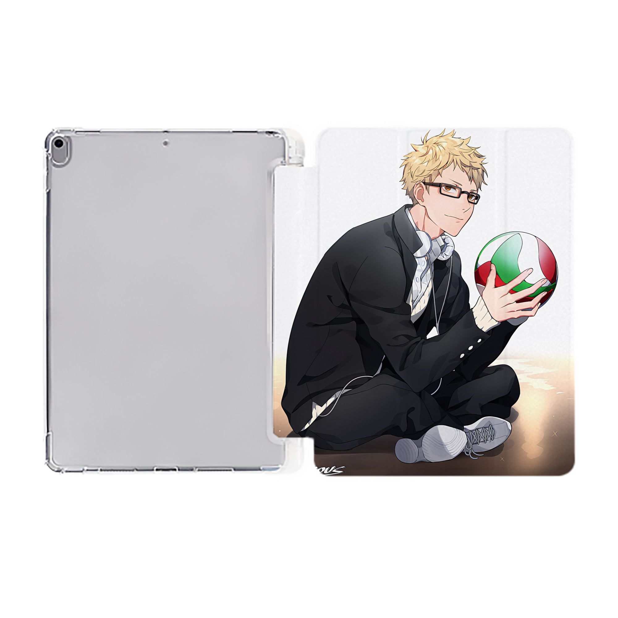 （画像用） ハイキュー!! Haikyu!! IPad ケース ペン収納付き 三つ折りスタンド PUレザー×シリコン 対応機種9.5/10.5/10.9インチ